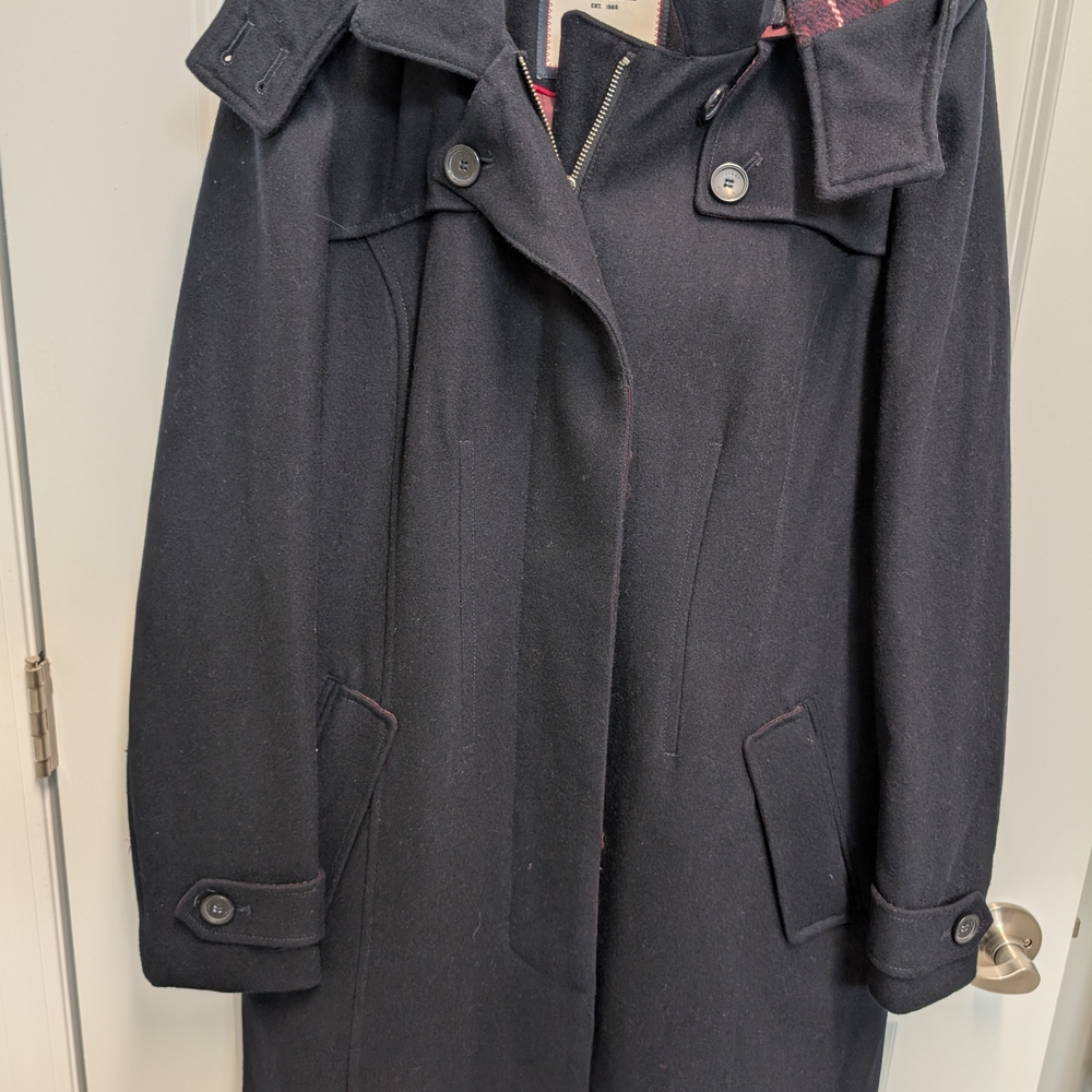 Tommy Hilfiger Navy Wool Trench Coat